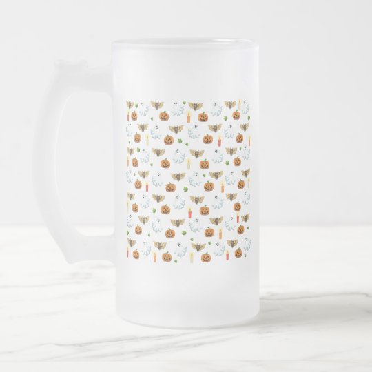 Halloween pattern frosted glass beer mug