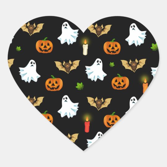 Halloween pattern heart sticker