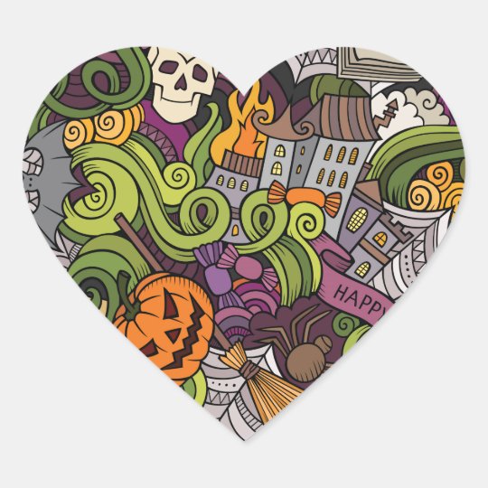 Halloween pattern heart sticker