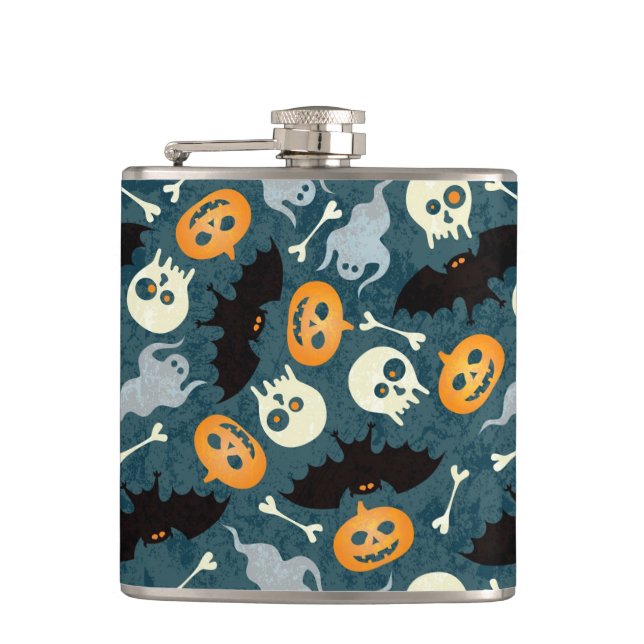 Halloween pattern hip flask (Front)