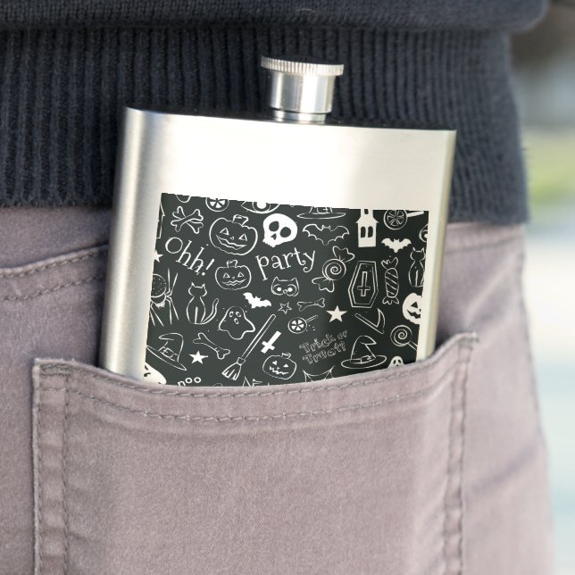 Halloween Pattern Hip Flask (In Situ)