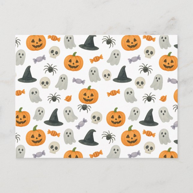 Halloween pattern holiday postcard (Front)