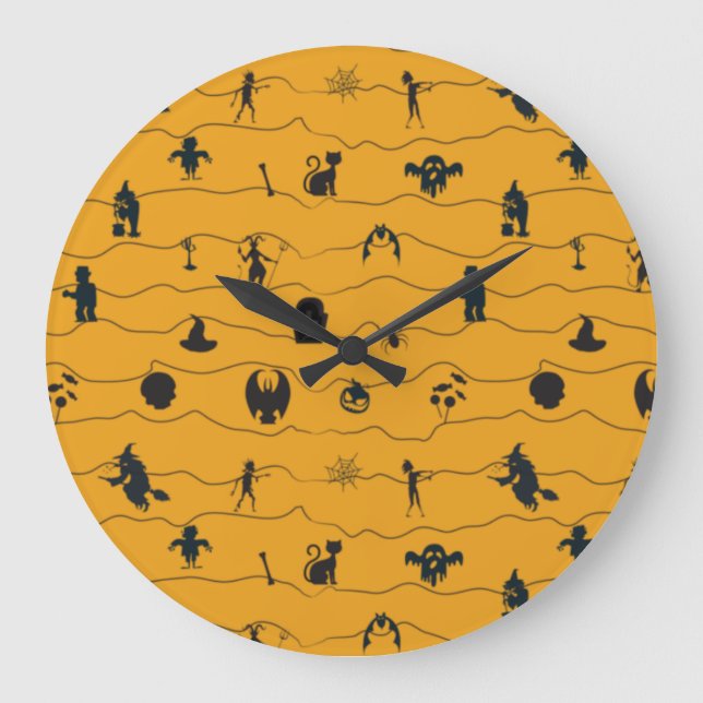 Halloween Pattern Large Clock (Front)