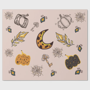 Halloween pattern line art wrapping paper