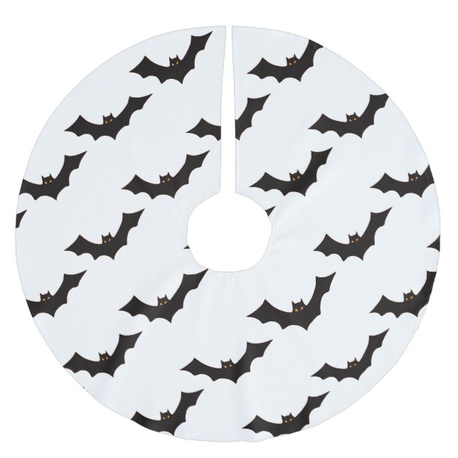 Halloween, Pattern Of Bats, Trick Or Treat, Boo Brushed Polyester Tree Skirt (Front)