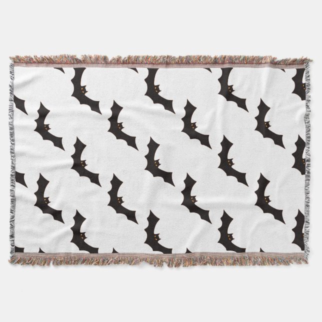 Halloween, Pattern Of Bats, Trick Or Treat, Boo Throw Blanket (Front)