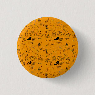 Halloween pattern of ghosts, houses, spiders  3 cm round badge