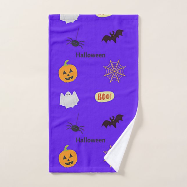 Halloween pattern on blue hand towel (Hand Towel)
