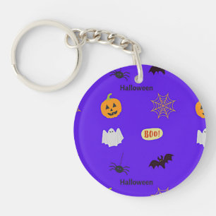 Halloween pattern on blue key ring