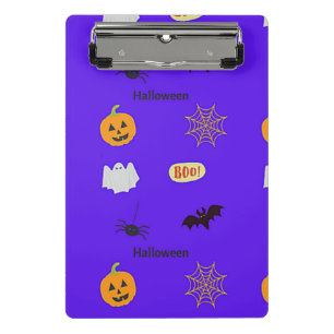 Halloween pattern on blue mini clipboard