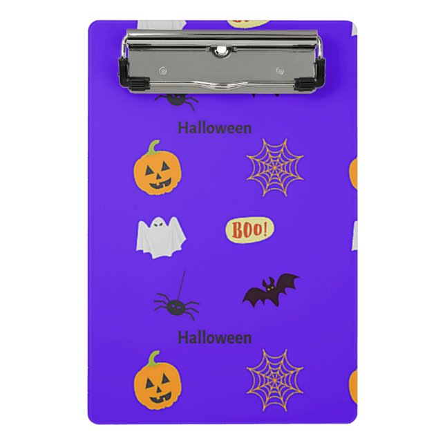 Halloween pattern on blue mini clipboard (Front)