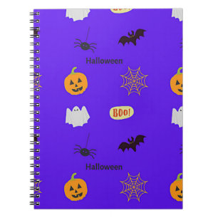 Halloween pattern on blue notebook