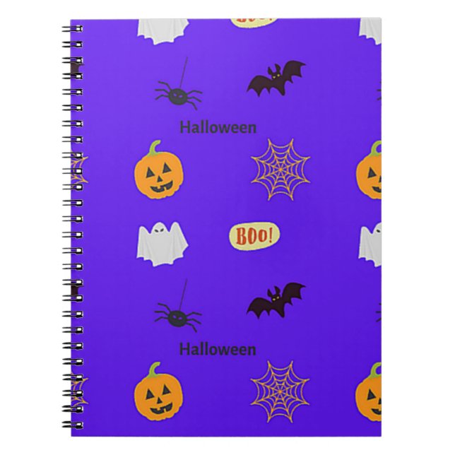 Halloween pattern on blue notebook (Front)