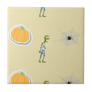 Halloween pattern on cream ceramic tile