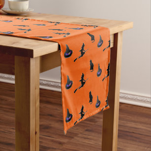 Halloween pattern on orange short table runner