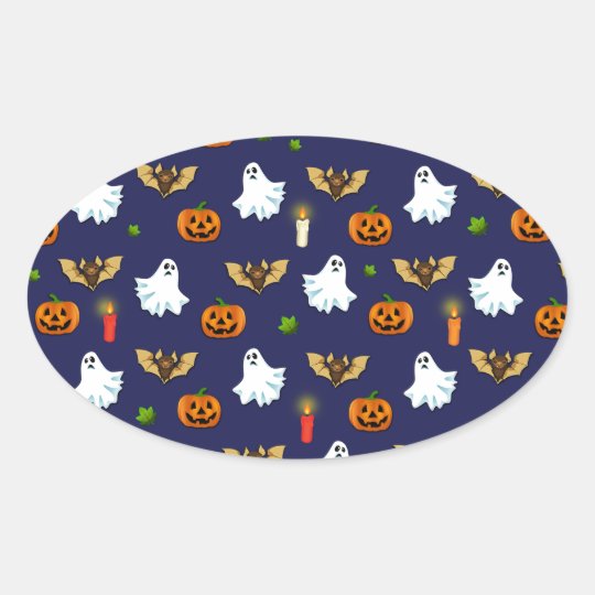 Halloween pattern oval sticker