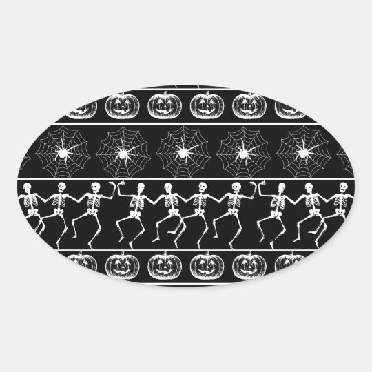 Halloween pattern oval sticker
