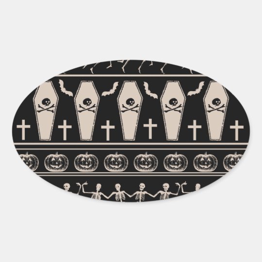 Halloween pattern oval sticker