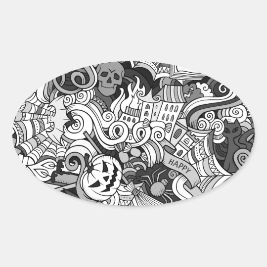 Halloween pattern oval sticker