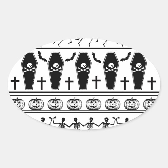 Halloween pattern oval sticker