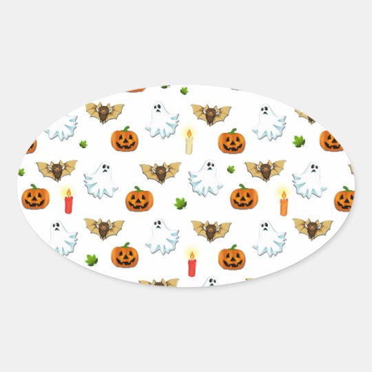 Halloween pattern oval sticker