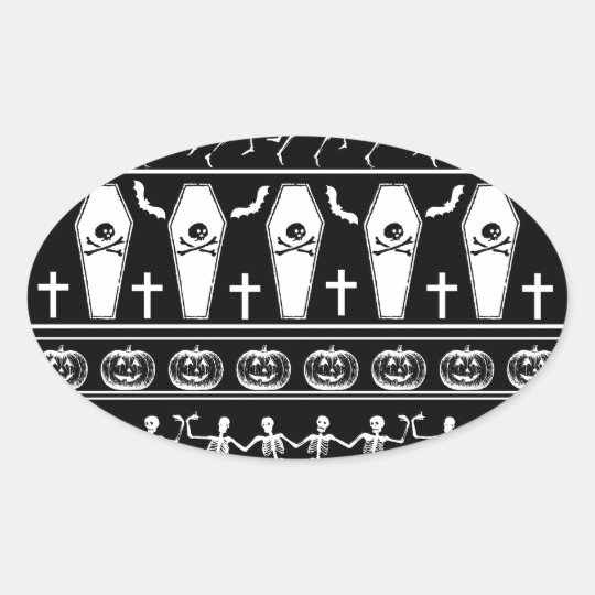 Halloween pattern oval sticker