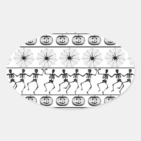 Halloween pattern oval sticker