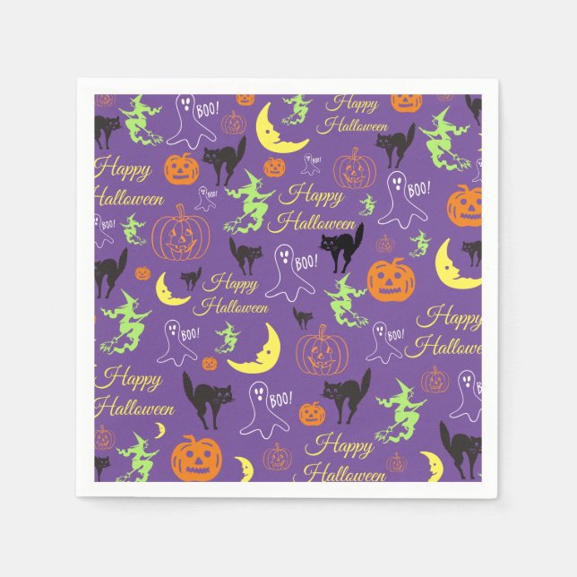 Halloween Pattern Purple Napkin (Front)