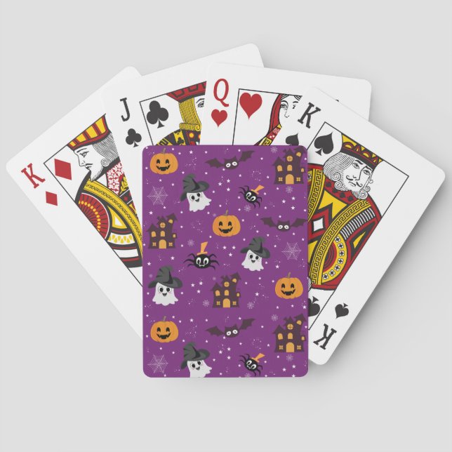 Halloween pattern purple  playing cards (Back)