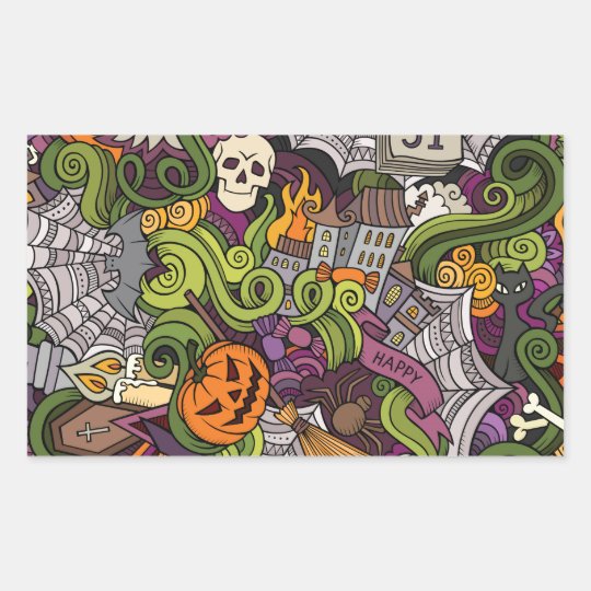 Halloween pattern rectangular sticker