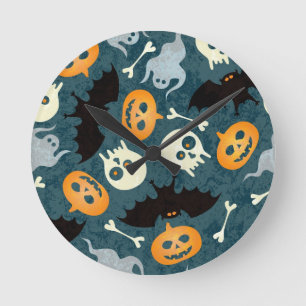Halloween pattern round clock