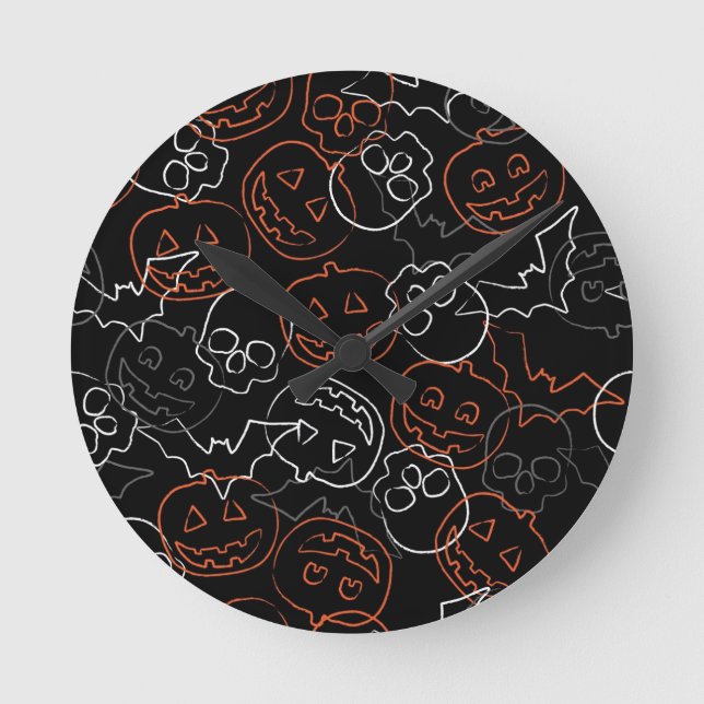 Halloween Pattern Round Clock (Front)