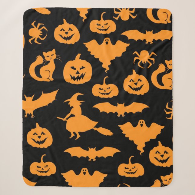 Halloween pattern sherpa blanket (Front)