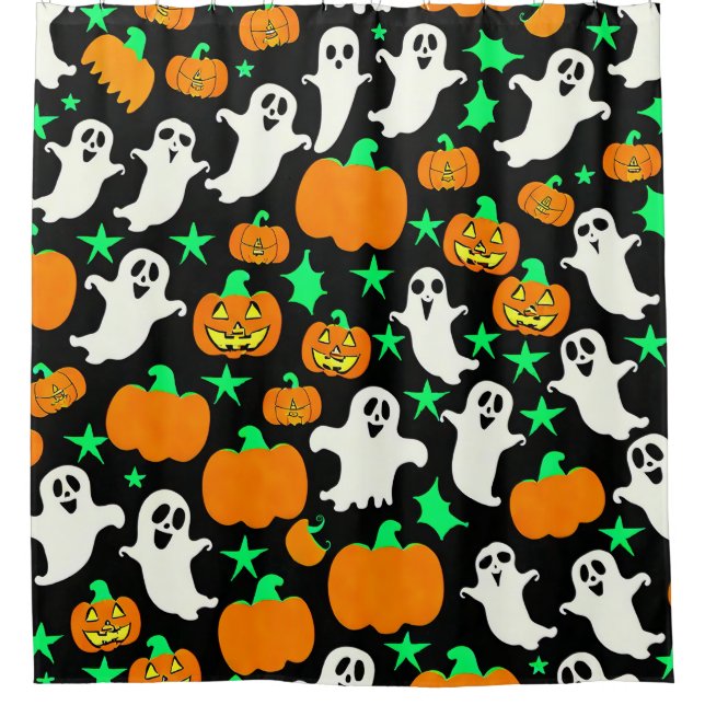 Halloween Pattern Shower Curtain (Front)