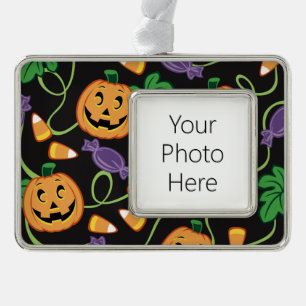 HALLOWEEN PATTERN SILVER PLATED FRAMED ORNAMENT