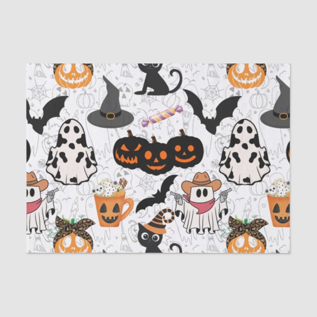 Halloween pattern. Spooky and cute Tissue Paper (Front)
