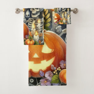 Halloween Pattern Spooky  Bath Towel Set