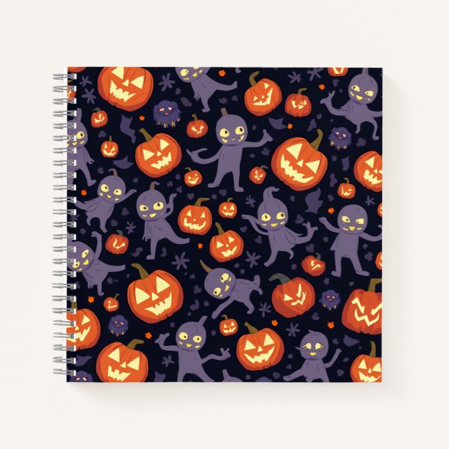 Halloween Pattern Square Note Notebook (Front)