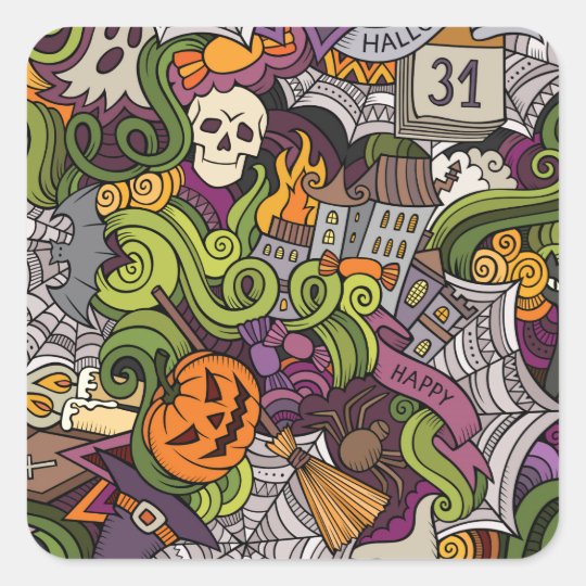 Halloween pattern square sticker