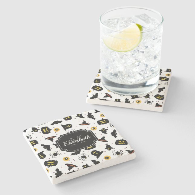 Halloween Pattern Stone Coaster (Side)