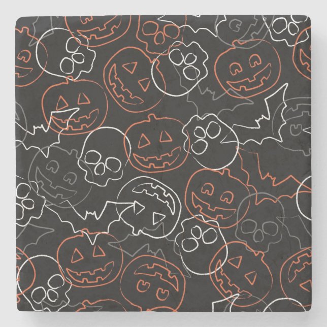 Halloween Pattern Stone Coaster (Front)