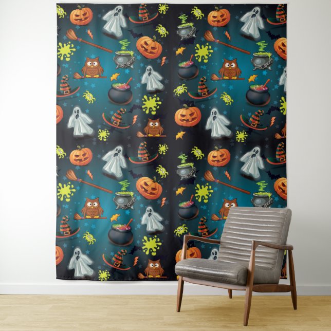 Halloween pattern tapestry (In Situ)