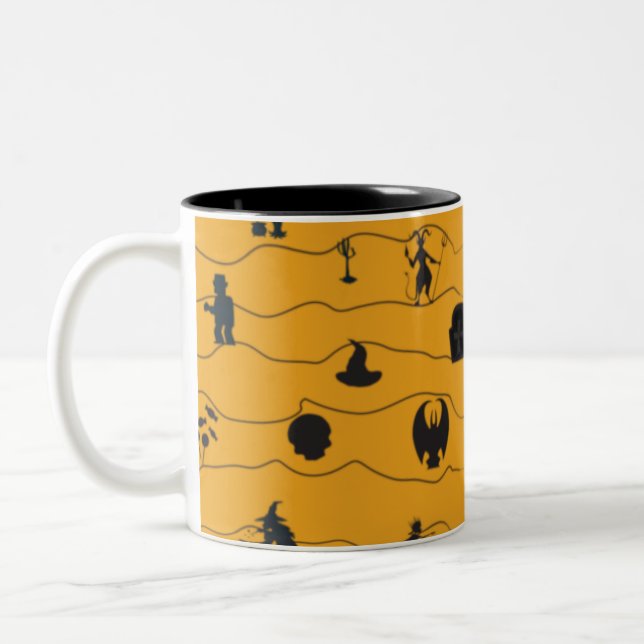 Halloween Pattern Two-Tone Coffee Mug (Left)