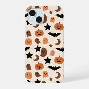 Halloween Pattern with Cute Ghosts and Pumpkins iPhone 15 Case