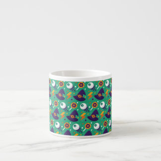 Halloween Pattern With Eyes and Green Pattern Espresso Cup