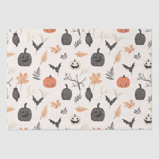 Halloween pattern with pumpkins and birds. tissue paper (Front)
