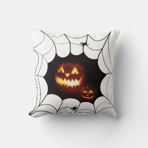 Halloween Pattern with Pumpkins and Spiders Cushion