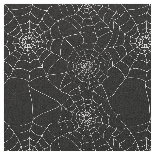 Halloween Patterned Black and White Spider Web Fabric (Close Up)
