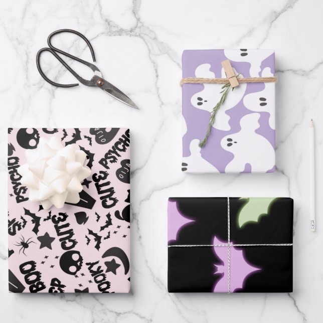 Halloween Patterns Wrapping Paper Sheet (Front)