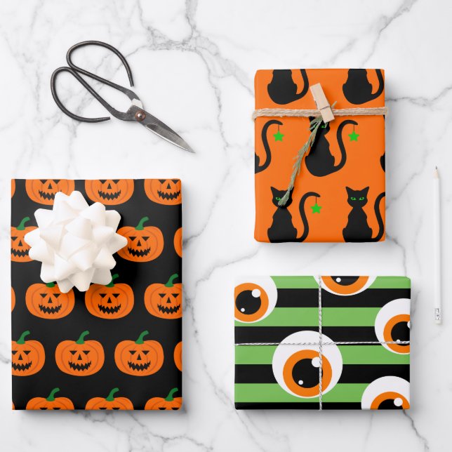 Halloween Patterns Wrapping Paper Sheet Set (Front)